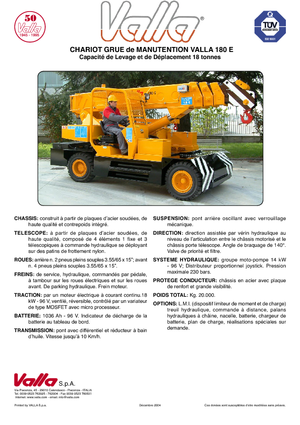 Průmyslové mobilní jeřáby Valla 180 E 