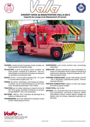 Průmyslové mobilní jeřáby Valla 250 E 