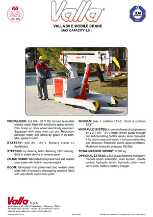 Průmyslové mobilní jeřáby Valla 30 E