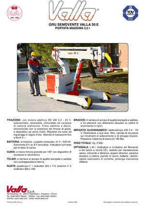 Průmyslové mobilní jeřáby Valla 30 E