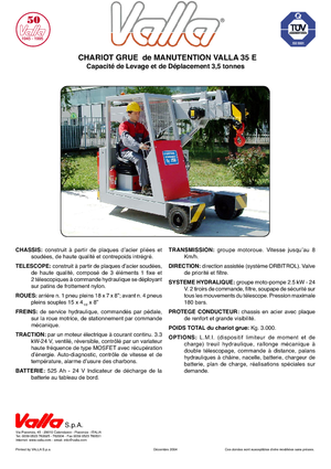 Průmyslové mobilní jeřáby Valla 35 E