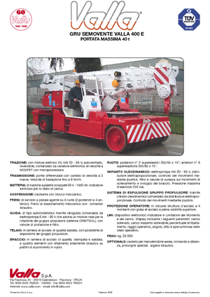 Průmyslové mobilní jeřáby Valla 400 E 