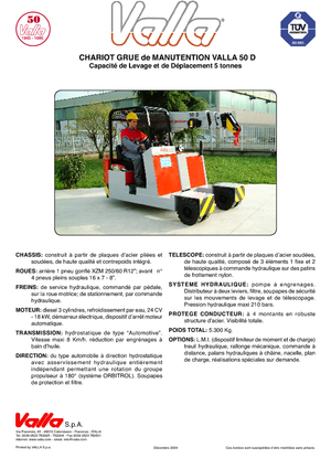Průmyslové mobilní jeřáby Valla 50 D 