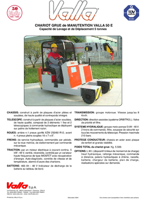 Průmyslové mobilní jeřáby Valla 50 E