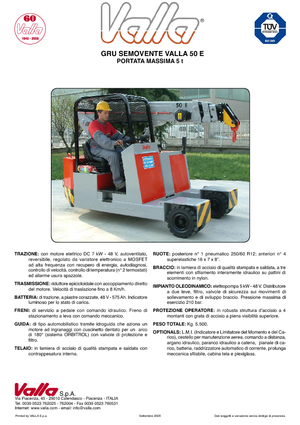 Průmyslové mobilní jeřáby Valla 50 E