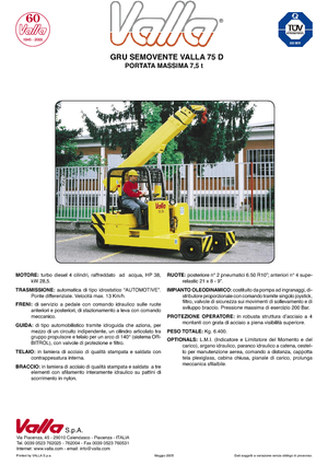 Průmyslové mobilní jeřáby Valla 75 D 