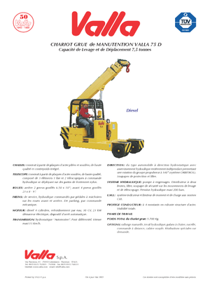 Průmyslové mobilní jeřáby Valla 75 D 