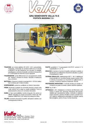 Průmyslové mobilní jeřáby Valla 75 E 