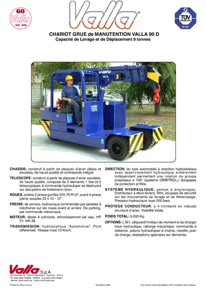 Průmyslové mobilní jeřáby Valla 90 D 