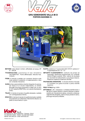 Průmyslové mobilní jeřáby Valla 90 D 