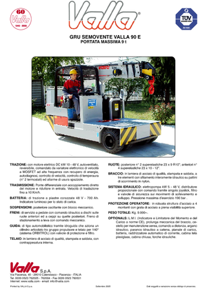 Průmyslové mobilní jeřáby Valla 90 E