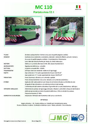 Průmyslové mobilní jeřáby JMG MC 110