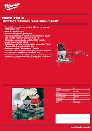 Kmitací pily Milwaukee FSPE 110 X