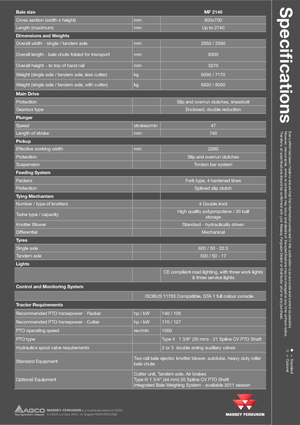 Lisy na hranolové balíky + Lisy na obří balíky Massey Ferguson MF 2140 SP