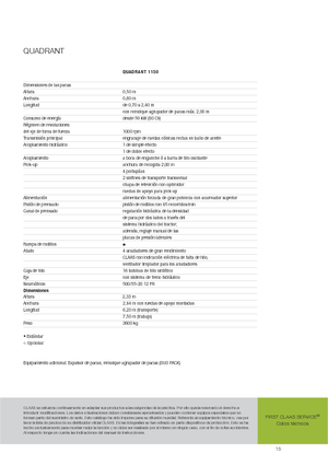 Lisy na hranolové balíky + Lisy na obří balíky Claas Quadrant 1150