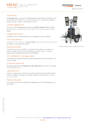 Osvětlovací věže Generac Mobile V 20 Y2