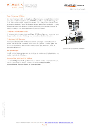 Osvětlovací věže Generac Mobile VT-MINE K
