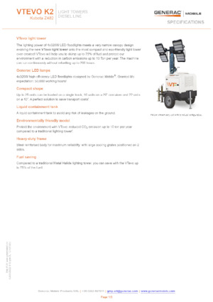 Osvětlovací věže Generac Mobile VTevo K2