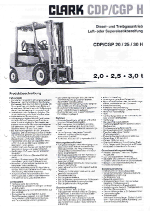 Čelní vysokozdvižné LPG vozíky Clark CGP 30 H