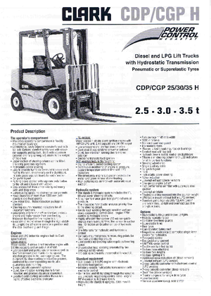 Čelní vysokozdvižné LPG vozíky Clark CGP 35 H