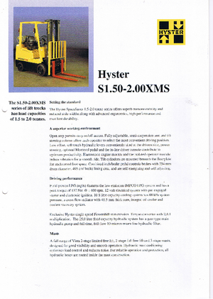 Čelní vysokozdvižné LPG vozíky Hyster S 2.00 XMS