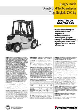 Čelní vysokozdvižné LPG vozíky Jungheinrich TFG 20 BS