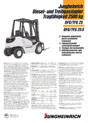 Čelní vysokozdvižné LPG vozíky Jungheinrich TFG 25