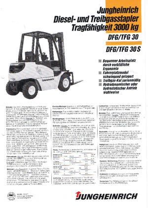 Čelní vysokozdvižné LPG vozíky Jungheinrich TFG 30