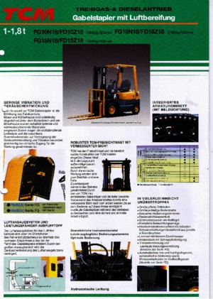 Čelní vysokozdvižné LPG vozíky TCM FG 15 N 18 T