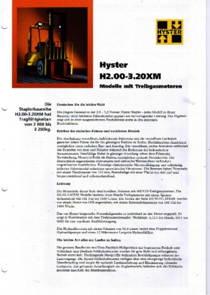 Čelní vysokozdvižné LPG vozíky Hyster H 3.00 XML