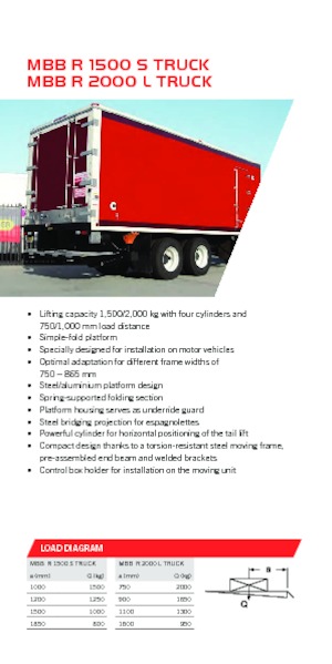 Nakládací plošiny MBB Palfinger MBB R 2000 L TRUCK