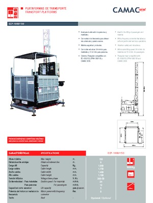 Stavební výtahy CAMAC ECP 1000/150