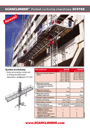 Stožárové šplhací pracovní plošiny Scanclimber SC 4700 E