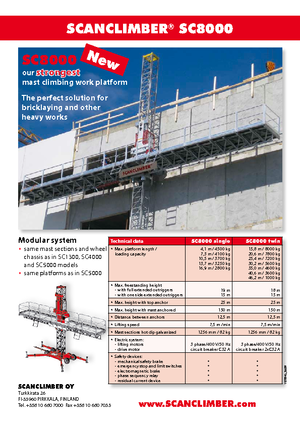 Stožárové šplhací pracovní plošiny Scanclimber SC 8000 E