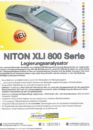 Analyzátory kovů Niton XLi 800