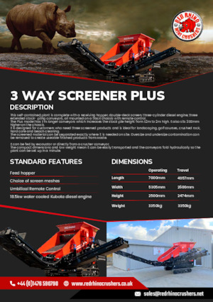 Mobilní třídiče Red Rhino 3 WAY SCREENER PLUS