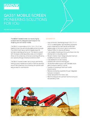 Mobilní třídiče Sandvik QA 331