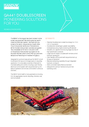 Mobilní třídiče Sandvik QA 441