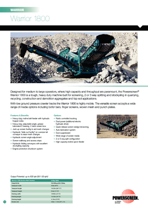 Mobilní třídiče Powerscreen Warrior 1800