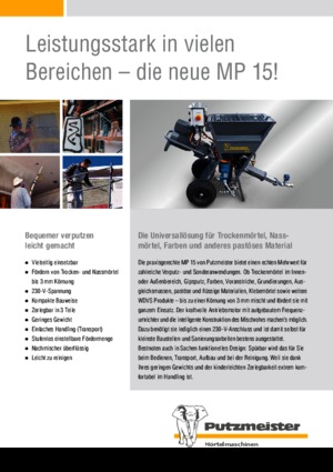 Směšovací čerpadla Putzmeister MP 15