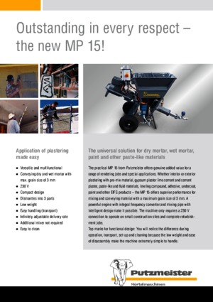 Směšovací čerpadla Putzmeister MP 15
