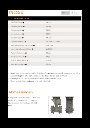 Hydraulické frézy Erkat ER 100X