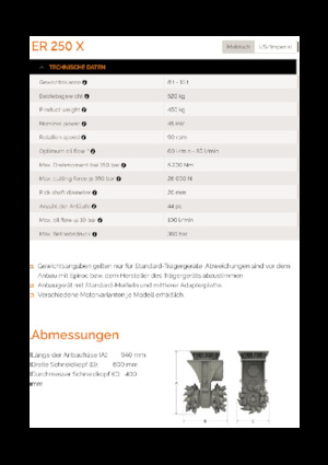 Hydraulické frézy Erkat ER 250X