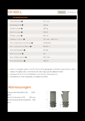 Hydraulické frézy Erkat ER 400L