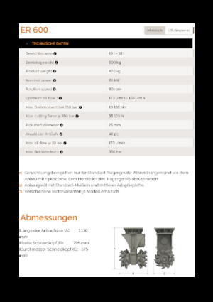 Hydraulické frézy Erkat ER 600
