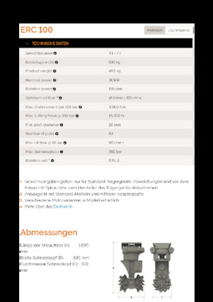 Hydraulické frézy Erkat ERC 100