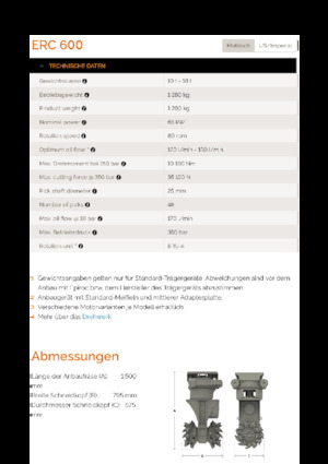 Hydraulické frézy Erkat ERC 600