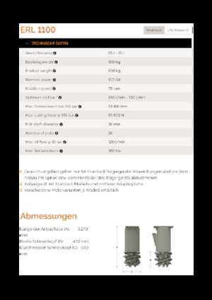 Hydraulické frézy Erkat ERL 1100-0