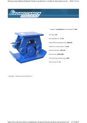 Vibrační desky montovatelné Idromeccanica C 180