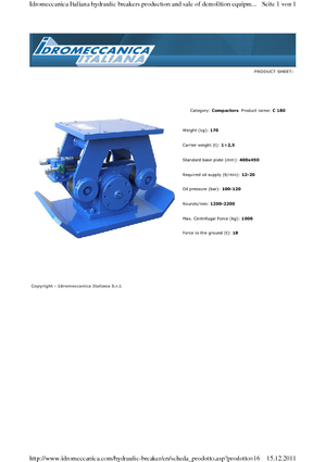 Vibrační desky montovatelné Idromeccanica C 180